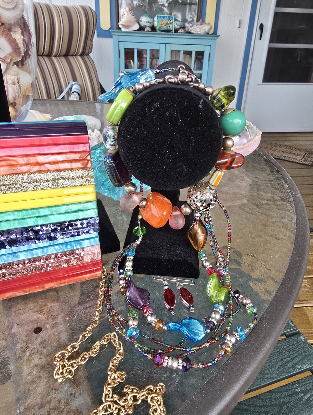 Kurt Geiger NWOT Colorful C.B & 4 Piece Beaded Necklace, Bracelet & Earrings Set - Picture 5 of 7
